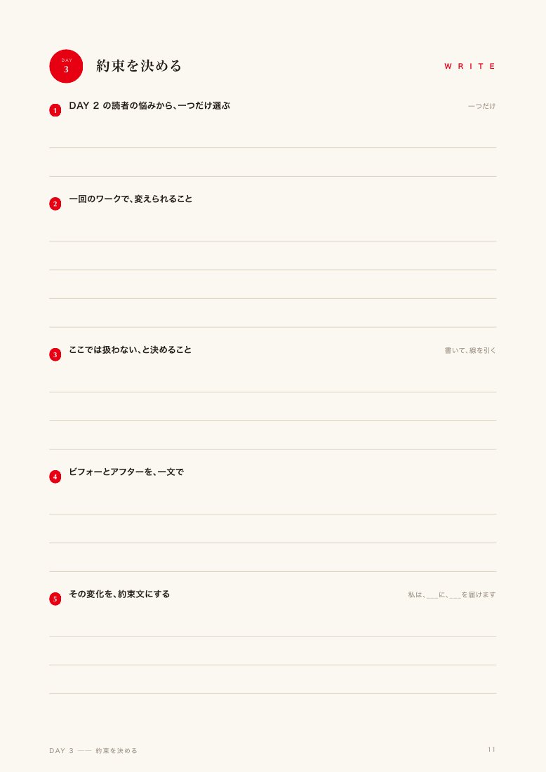 DAY3 約束を決める。相手にどんな変化を届けるかを書き込むページ